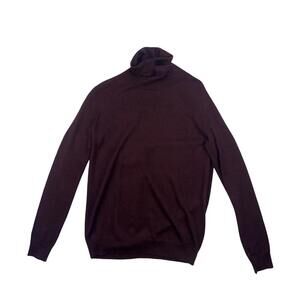 Theory Kristoff Fluidity Wool Silk Turtleneck Sweater Dark Burgundy Size P | XS